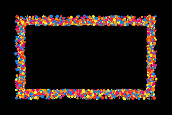 Färgad Ram Isolerad Svart Bakgrund Färgglad Explosion Konfetti Platt Designelement — Stock vektor