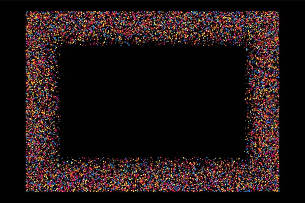 Gekleurde Frame Geïsoleerd Zwarte Achtergrond Kleurrijke Explosie Van Confetti Platte — Stockvector