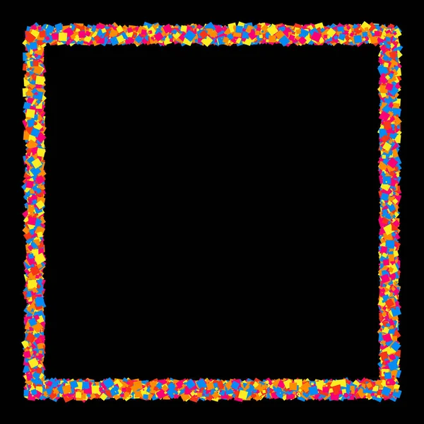 Farbigen Rahmen Isoliert Auf Schwarzem Hintergrund Bunte Explosion Von Konfetti — Stockvektor