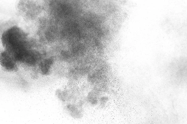 Explosion Particules Noires Isolées Sur Fond Blanc Texture Abstraite Recouvrement — Photo