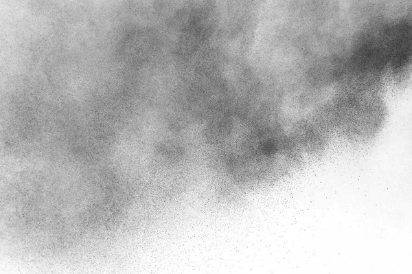 Explosion Particules Noires Isolées Sur Fond Blanc Texture Abstraite Recouvrement — Photo