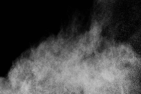 黑色背景的白色粉末爆炸 摘要白色灰尘纹理 — 图库照片