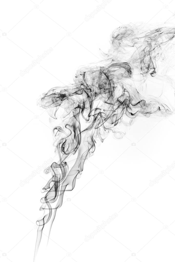Freeze motion of smoke isolated on white background.  Abstract vape clouds.