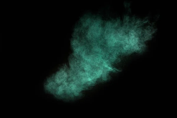 Aquamarine Powder Explosion Black Background Colored Powder Cloud Colorful Dust — Stock Photo, Image