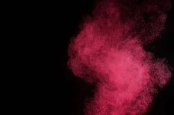 Explosão Vermelho Rosa Fundo Preto Nuvem Colorida Poeira Colorida Explode — Fotografia de Stock