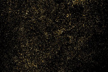 Altın glitter doku siyah izole. Amber parçacıklar renk. Kutlama arka plan. Altın patlama konfeti. Vektör çizim, eps 10.