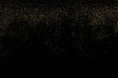 Altın glitter doku siyah izole. Amber parçacıklar renk. Kutlama arka plan. Altın patlama konfeti. Vektör çizim, eps 10.