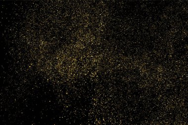 Altın glitter doku siyah izole. Amber parçacıklar renk. Kutlama arka plan. Altın patlama konfeti. Vektör çizim, eps 10.