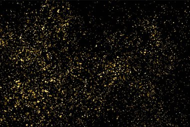 Altın glitter doku siyah izole. Amber parçacıklar renk. Kutlama arka plan. Altın patlama konfeti. Vektör çizim, eps 10.