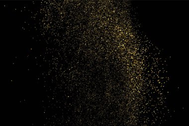 Altın glitter doku siyah izole. Amber parçacıklar renk. Kutlama arka plan. Altın patlama konfeti. Vektör çizim, eps 10.