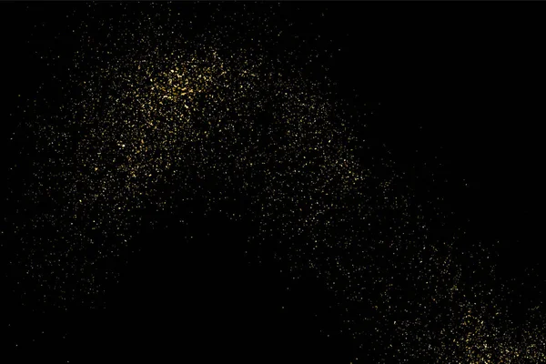 Guld Glitter Textur Isolerade Svart Amber Partiklar Färg Festliga Bakgrund — Stock vektor