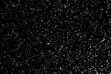 Siyah arka plan üzerine izole beyaz grenli doku. Parçacıklar kaplaması dokulu. Grunge tasarım öğeleri. Vektör çizim, eps 10.