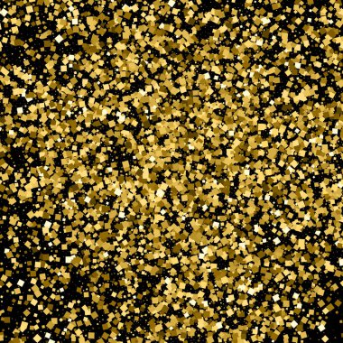 Altın glitter doku siyah izole. Amber parçacıklar renk. Kutlama arka plan. Altın patlama konfeti. Vektör çizim, eps 10.