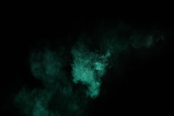 Aquamarine Powder Explosion Black Background Colored Powder Cloud Colorful Dust — Stock Photo, Image