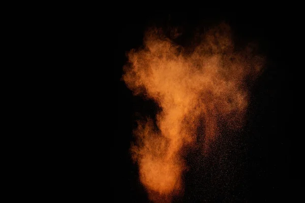 Explosión Polvo Naranja Sobre Fondo Negro Nube Polvo Colores Polvo —  Fotos de Stock