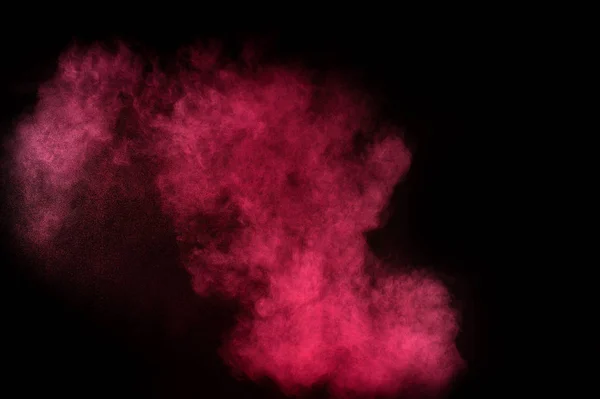 Explosión Polvo Rojo Rosa Sobre Fondo Negro Nube Polvo Colores —  Fotos de Stock