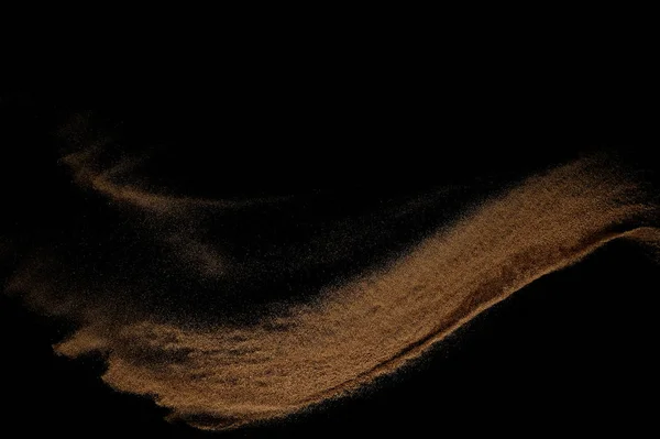 Onda Sabbia Isolata Sfondo Nero Dune Sabbia Astratta — Foto Stock