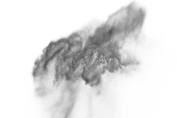 Ledakan Partikel Hitam Terisolasi Pada Latar Belakang Putih Tekstur Overlay — Stok Foto
