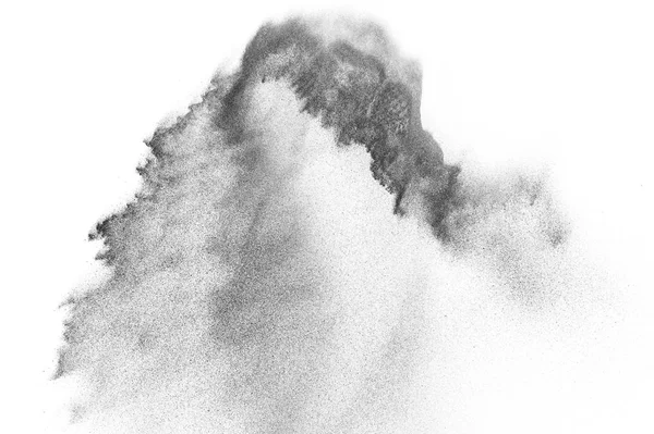 Esplosione Particelle Nere Isolate Sfondo Bianco Struttura Astratta Della Sovrapposizione — Foto Stock