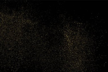 Altın glitter doku siyah izole. Amber parçacıklar renk. Kutlama arka plan. Altın patlama konfeti. Vektör çizim, eps 10.