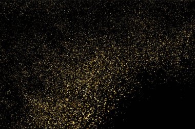 Altın glitter doku siyah izole. Amber parçacıklar renk. Kutlama arka plan. Altın patlama konfeti. Vektör çizim, eps 10.