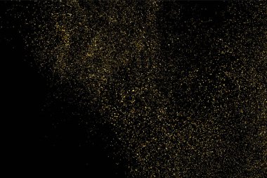 Altın glitter doku siyah izole. Amber parçacıklar renk. Kutlama arka plan. Altın patlama konfeti. Vektör çizim, eps 10.