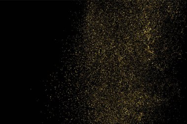 Altın glitter doku siyah izole. Amber parçacıklar renk. Kutlama arka plan. Altın patlama konfeti. Vektör çizim, eps 10.