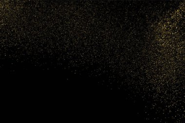 Altın glitter doku siyah izole. Amber parçacıklar renk. Kutlama arka plan. Altın patlama konfeti. Vektör çizim, eps 10.