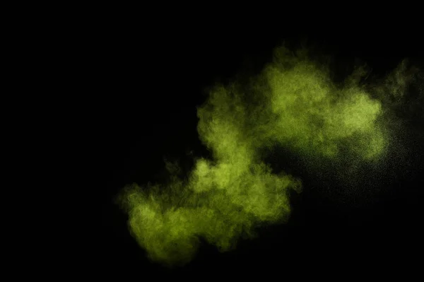 Light Green Powder Explosion Black Background Colored Powder Cloud Colorful — Stock Photo, Image