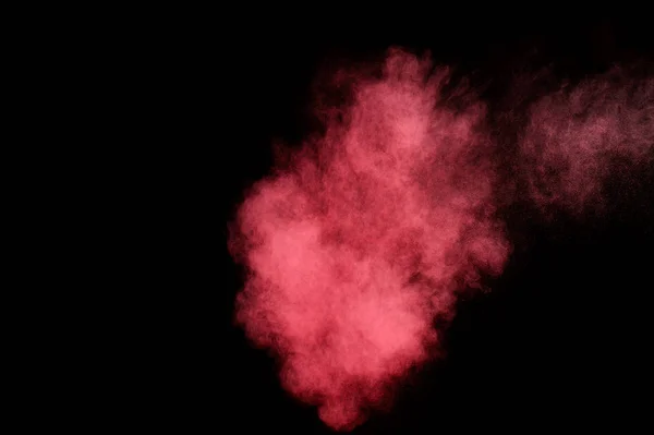 Explosión Polvo Rojo Rosa Sobre Fondo Negro Nube Polvo Colores — Foto de Stock