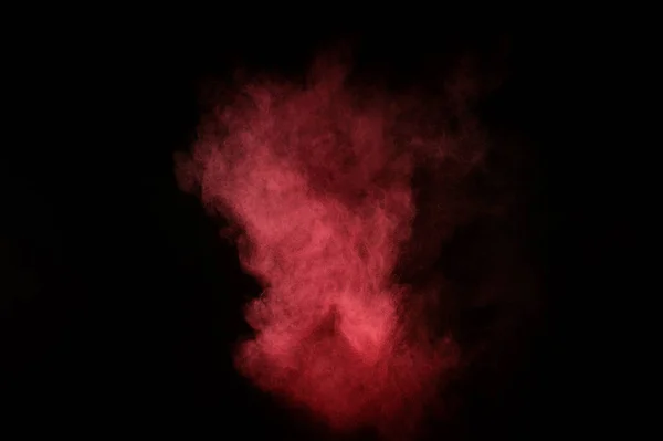 Красный Розовый Взрыв Пороха Черном Фоне Пороховое Облако Разноцветная Пыль — стоковое фото