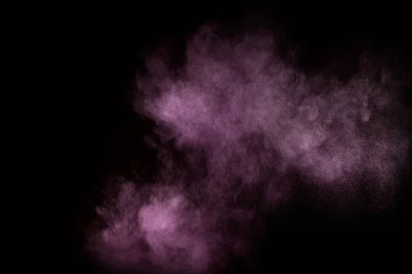 Explosão Roxo Fundo Preto Nuvem Colorida Poeira Colorida Explode Pintura — Fotografia de Stock