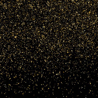 Altın parıltı doku üzerinde siyah kare izole. Amber parçacıklar renk. Kutlama arka plan. Altın patlama konfeti. Vektör çizim, eps 10.