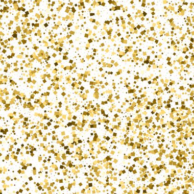 Altın glitter doku üzerinde beyaz izole. Amber parçacıklar renk. Kutlama arka plan. Altın patlama konfeti. Vektör çizim, eps 10.
