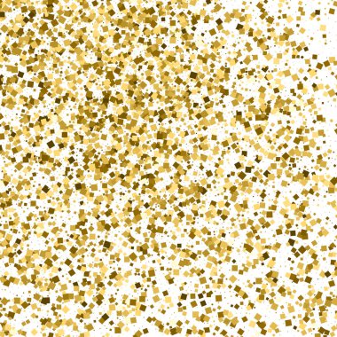 Altın glitter doku üzerinde beyaz izole. Amber parçacıklar renk. Kutlama arka plan. Altın patlama konfeti. Vektör çizim, eps 10.