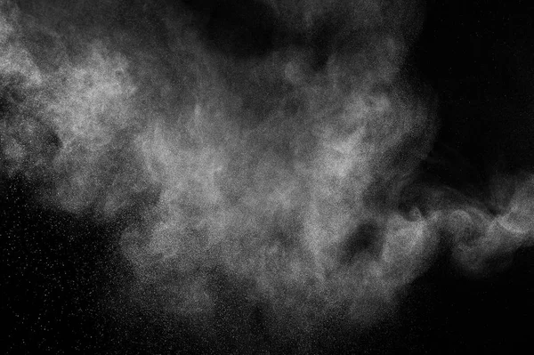 Заморожувати Рух Білих Частинок Чорному Тлі Вибух Пороху Абстрактна Текстура — стокове фото