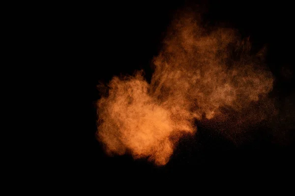 Explosión Polvo Naranja Sobre Fondo Negro Nube Polvo Colores Polvo — Foto de Stock