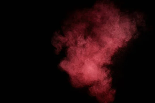 Fekete Háttér Piros Rózsaszín Por Robbanás Színes Por Felhő Színes — Stock Fotó