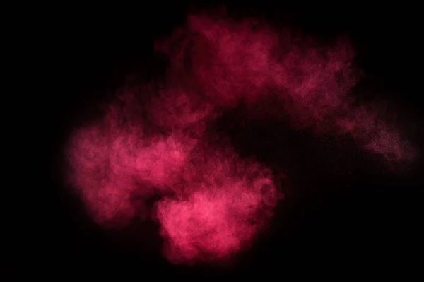 Explosión Polvo Rojo Rosa Sobre Fondo Negro Nube Polvo Colores —  Fotos de Stock