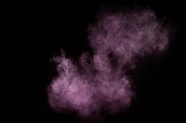 Explosão Roxo Fundo Preto Nuvem Colorida Poeira Colorida Explode Pintura — Fotografia de Stock