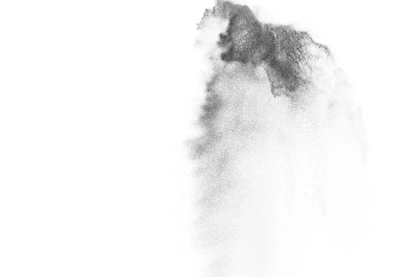Výbuch Černých Částic Izolovaný Bílém Pozadí Abstraktní Prachová Textura — Stock fotografie