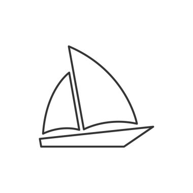 Beyaz arka plan tek Yelkenli simgesine göl kenarında. Yelken gemi işaret, logo, sembol hareket eden app ve web tasarım için. Basit doğrusal stil vektör. Piksel grafik. Düzenlenebilir inme. İllüstrasyon, eps 10. 