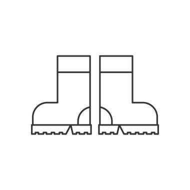 Kauçuk simgesi Isolated beyaz arka plan üzerinde botlar. Gumboots imzalayın, logo, sembol hareket eden app ve web tasarımı için. Basit doğrusal stil vektör. Piksel grafik. Düzenlenebilir inme. İllüstrasyon, eps 10.