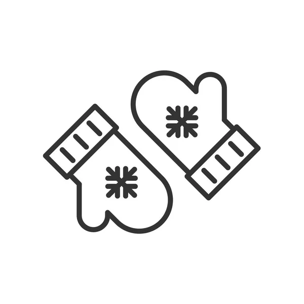 白い背景の上のメリー クリスマス ミトン アイコン分離されました 冬の籠手署名 携帯電話のアプリと Web デザインのピクト シンプルな直線的なスタイルのベクトル ピクセル — ストックベクタ