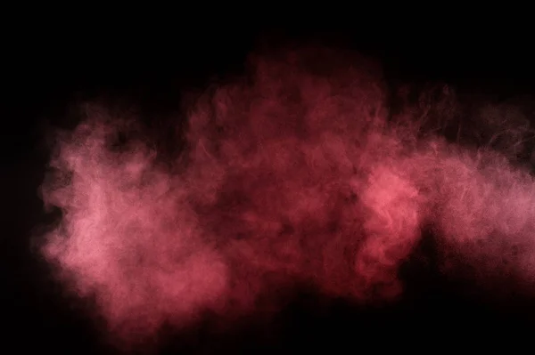 Explosión Polvo Rojo Rosa Sobre Fondo Negro Nube Polvo Colores — Foto de Stock