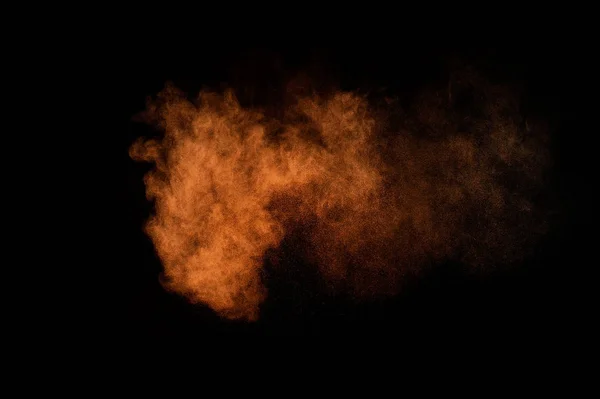 Orange Powder Explosion Black Background Colored Powder Cloud Colorful Dust — Stock Photo, Image