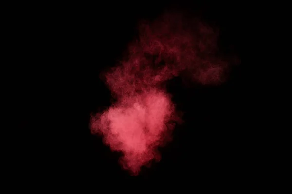 Explosion Poudre Rouge Rose Sur Fond Noir Nuage Poudre Colorée — Photo