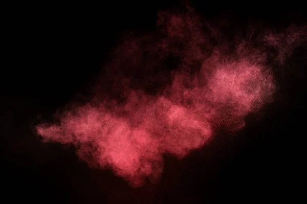 Explosión Polvo Rojo Rosa Sobre Fondo Negro Nube Polvo Colores —  Fotos de Stock