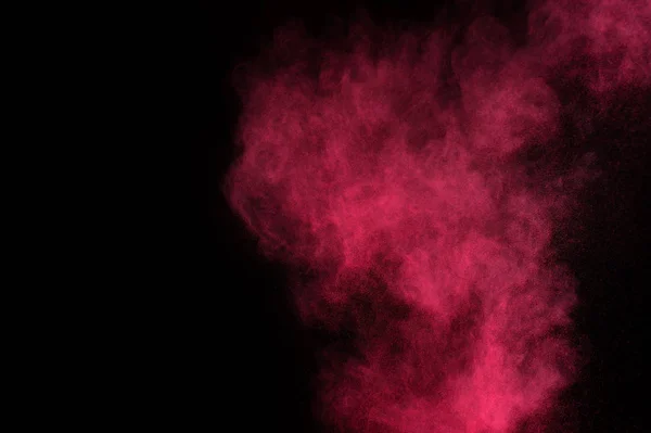 Explosión Polvo Rojo Rosa Sobre Fondo Negro Nube Polvo Colores —  Fotos de Stock