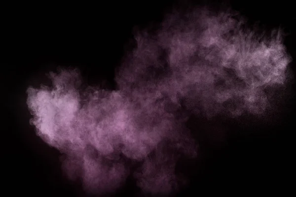 Explosão Roxo Fundo Preto Nuvem Colorida Poeira Colorida Explode Pintura — Fotografia de Stock